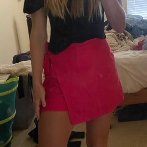 Hot pink F21 wrap skort
